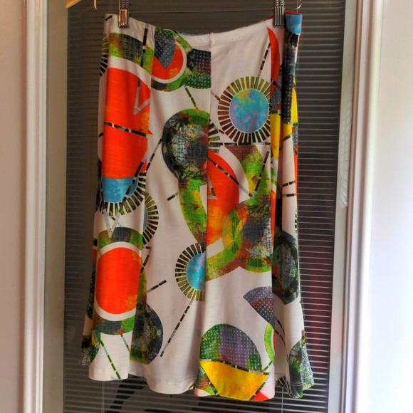 NWT Nina J Couture Vintage Y2K Bulgari Orange Size M Midi Flowy Skirt - Picture 2 of 7